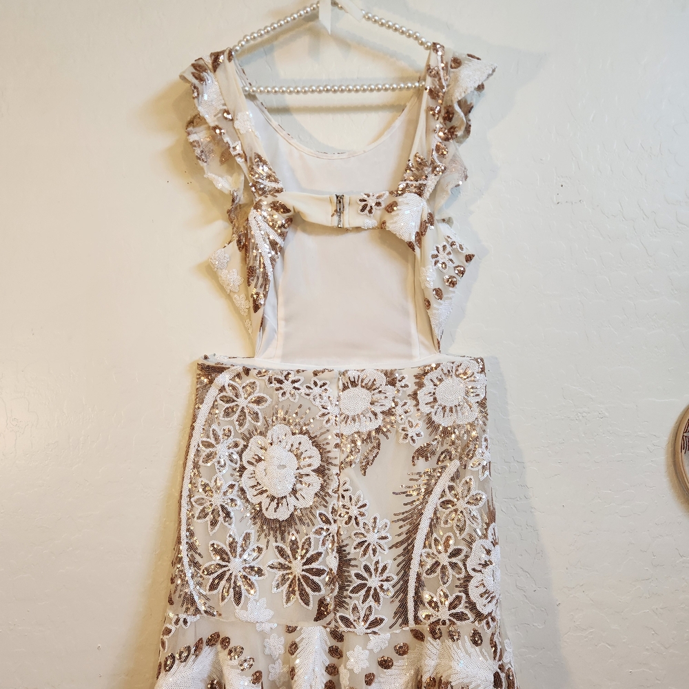 Hello Molly Cream and Gold Sequin Mini Dress - Picture 8 of 16
